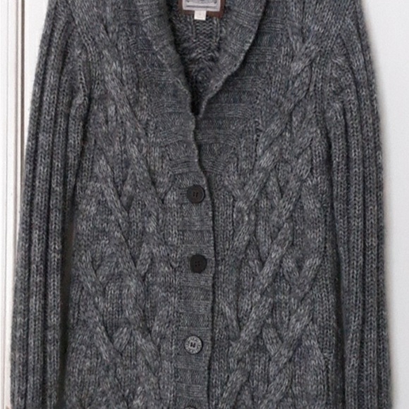 UGG Margie Shawl Collar Chunky Cable Knit Gray Cardigan Sweater sz S - Picture 3 of 7